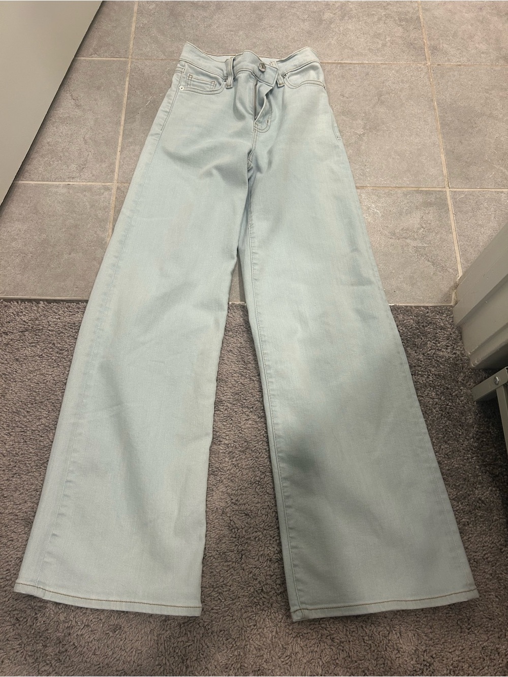 Frame Denim High-Rise Wide-Leg Jeans in Pale Blue
